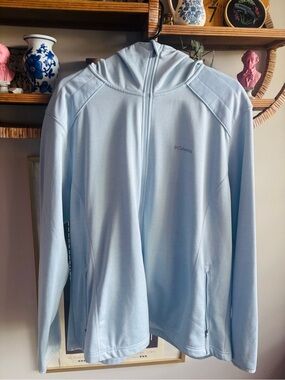 Columbia Women’s Light Blue Hooded Full-Zip Lightweight Jacket Plus Size 3X